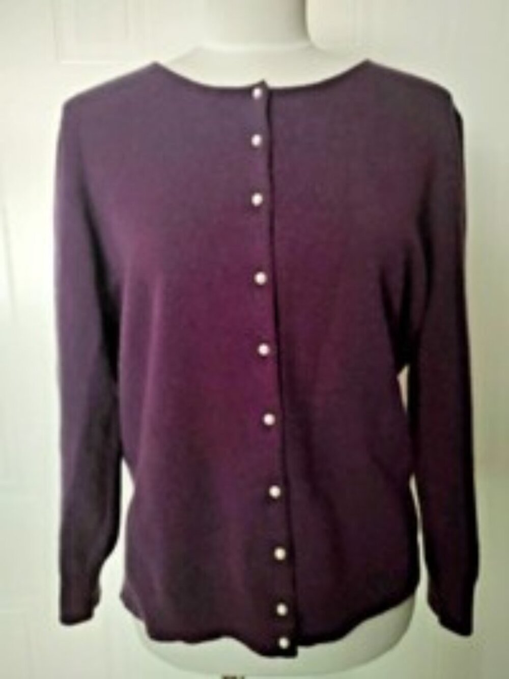 GRACE DANE LEWIS 100% Cashmere Long Sleeve Purple Cardigan Sweater Size XL NWT